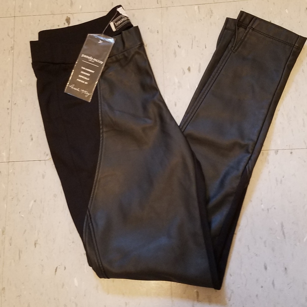 Faux leather and knit pants